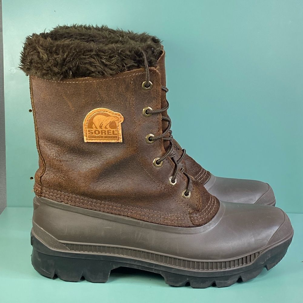 Sorel  VTG Kaufman Manitou Boots shoes Brown Rubber Leather Size 10 Mens